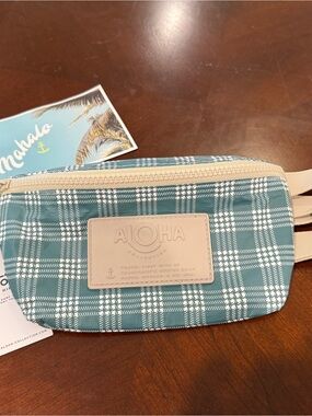 ALOHA Collection Teal Palaka Belt Bag with Cream Trim Atlantic